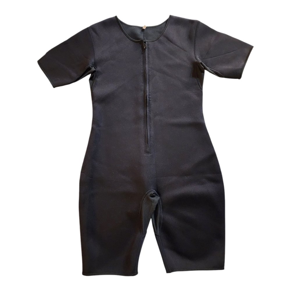 Black Short-Sleeve Neoprene Wetsuit Bodysuit w/ Front Zip - Surf Swim Dive XL